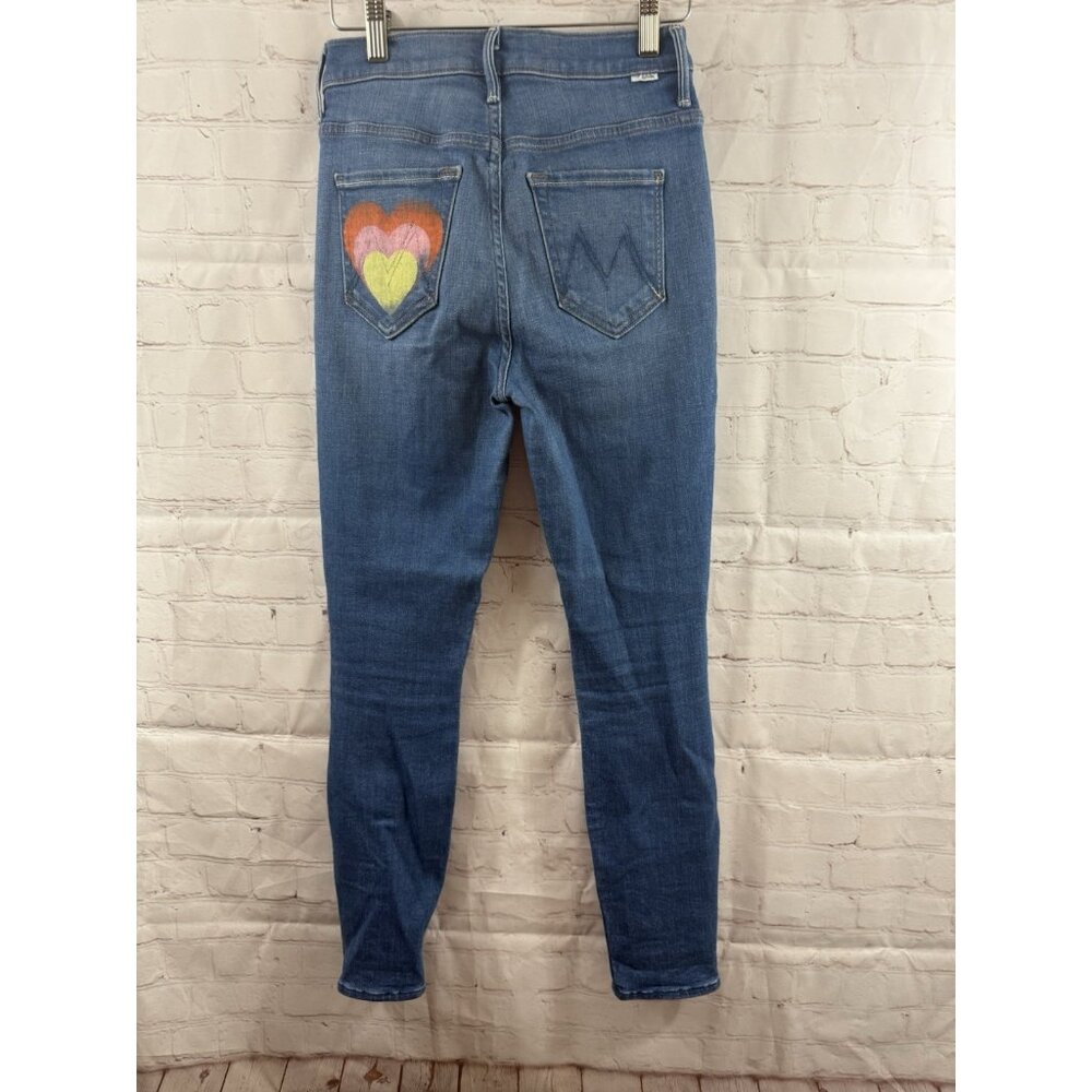 Mother Jeans Womens Size 24 The Super Stunner Ankle Button Fly Heart Pocket - Picture 2 of 5